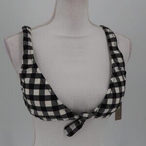 J.Crew Black White Buffalo Check Style Bikini Top Size Small NWT